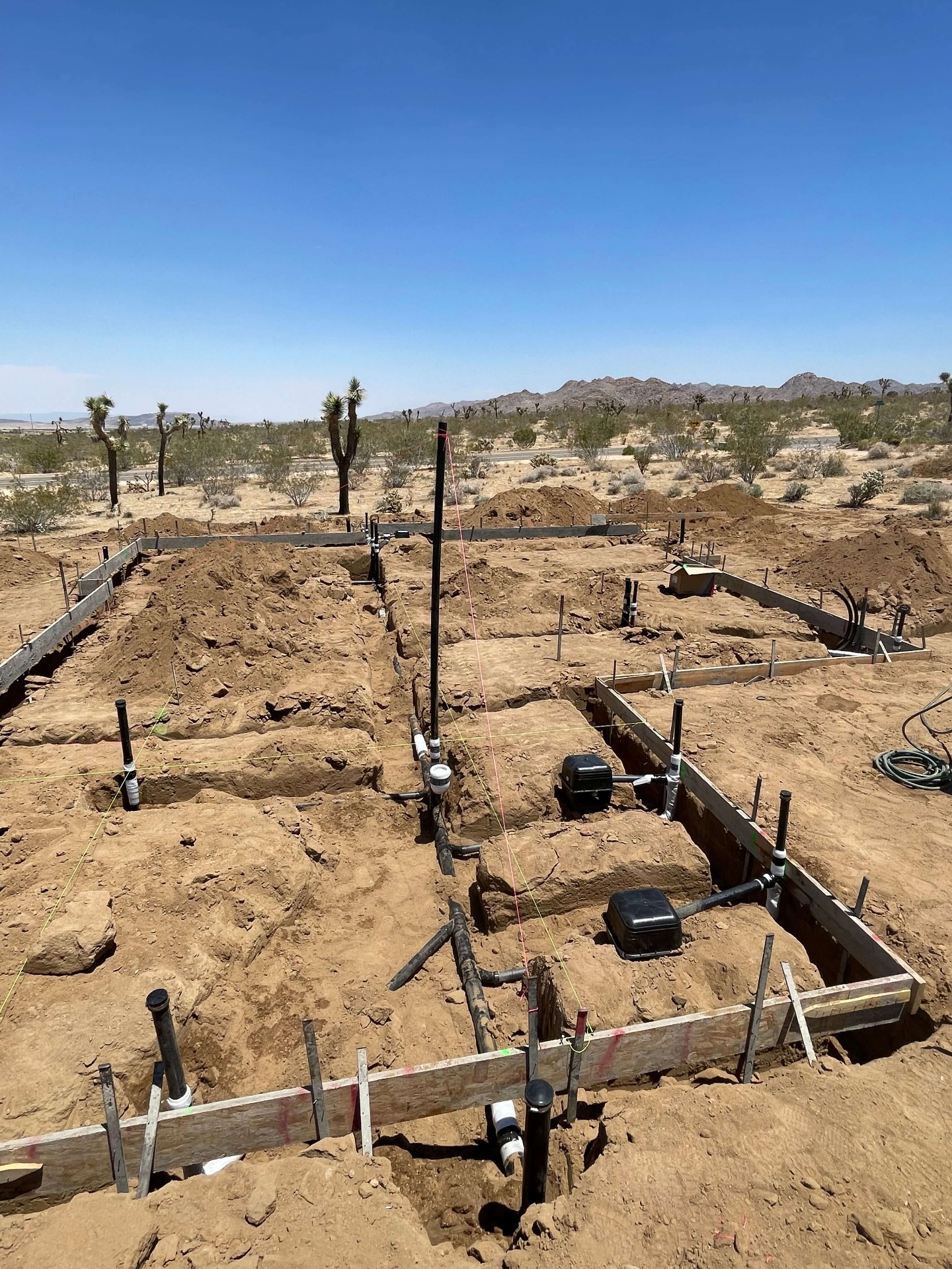 New construction plumbing foundation in Joshua Tree