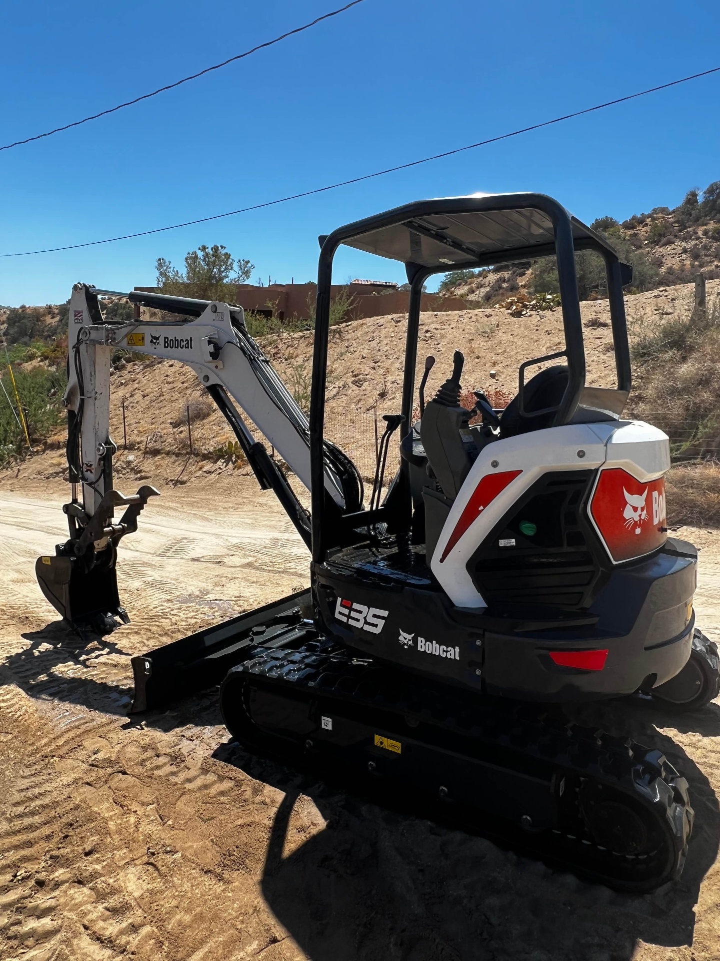 Bobcat E35 mini excavator for plumbing projects